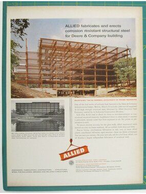 Print Ad Allied Steel Deere Co Building Structural Steel 1960s Architecture